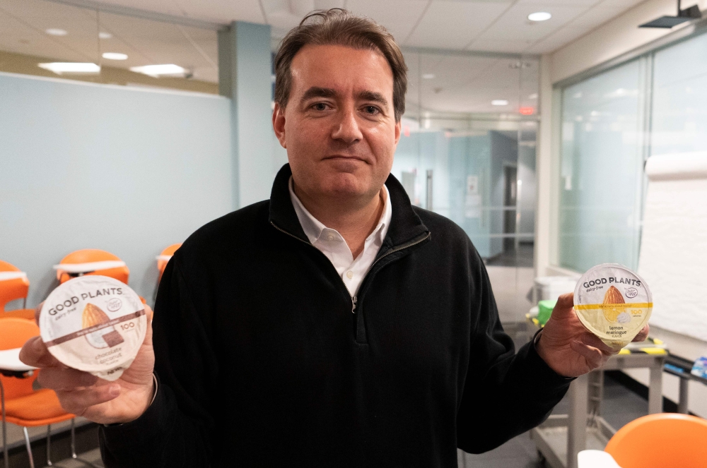 Thierry Saint-Denis, Senior Director, Research & Innovation, Danone North America, poses for a photo on January 7, 2019 at Danone's pilot plant in White Plains, New York. AFP / Juliette Michel