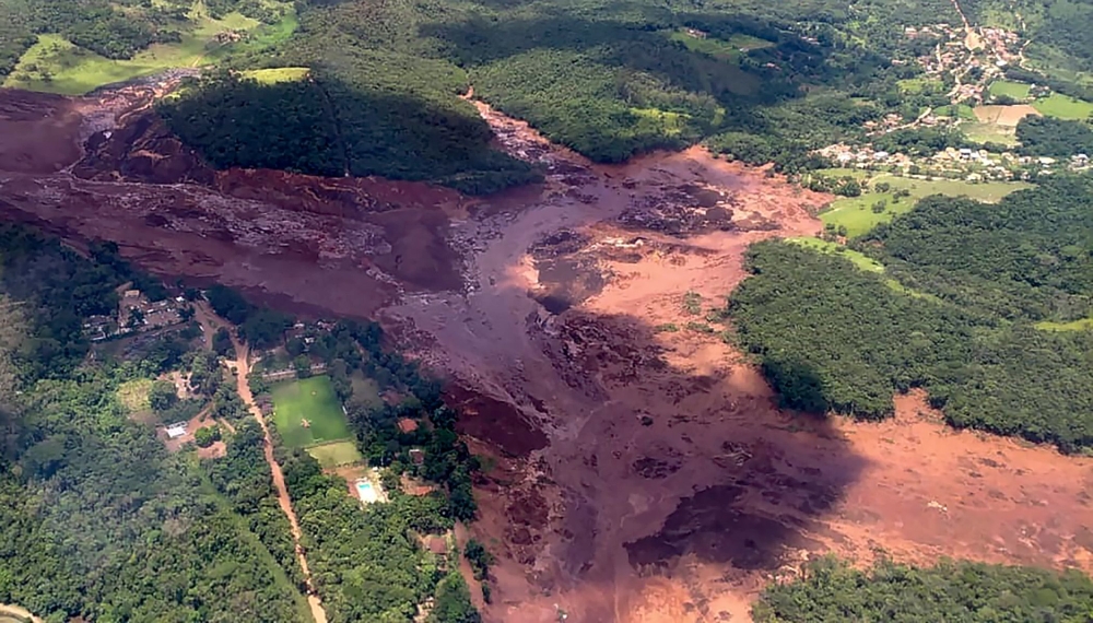 Aerial view taken after the collapse of a dam, which belonged to Brazil's giant mining company Vale, near the town of Brumadinho in southeastern Brazil, on January 25, 2019. AFP/Minas Gerais Fire Department
 