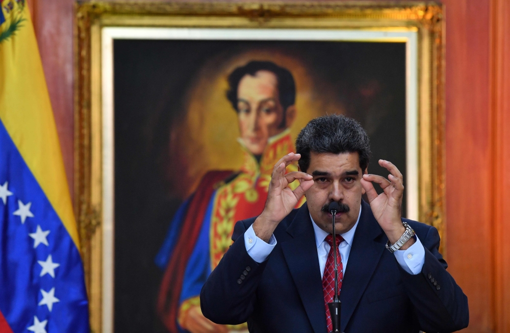 Venezuelan President Nicolas Maduro offers a press conference in Caracas on January 25, 2019. AFP/ Yuri Cortez