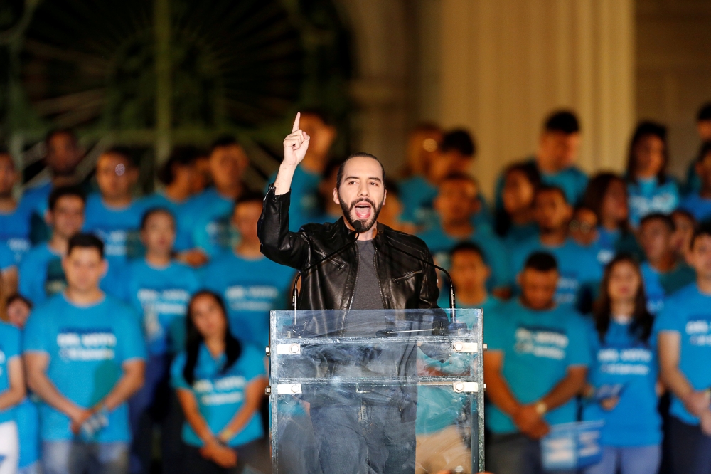 Presidential candidate Nayib Bukele, of the Great National Alliance (GANA) participates in a rally to close his election campaign in downtown San Salvador, El Salvador, January 26, 2019. Reuters/Jose Cabezas
