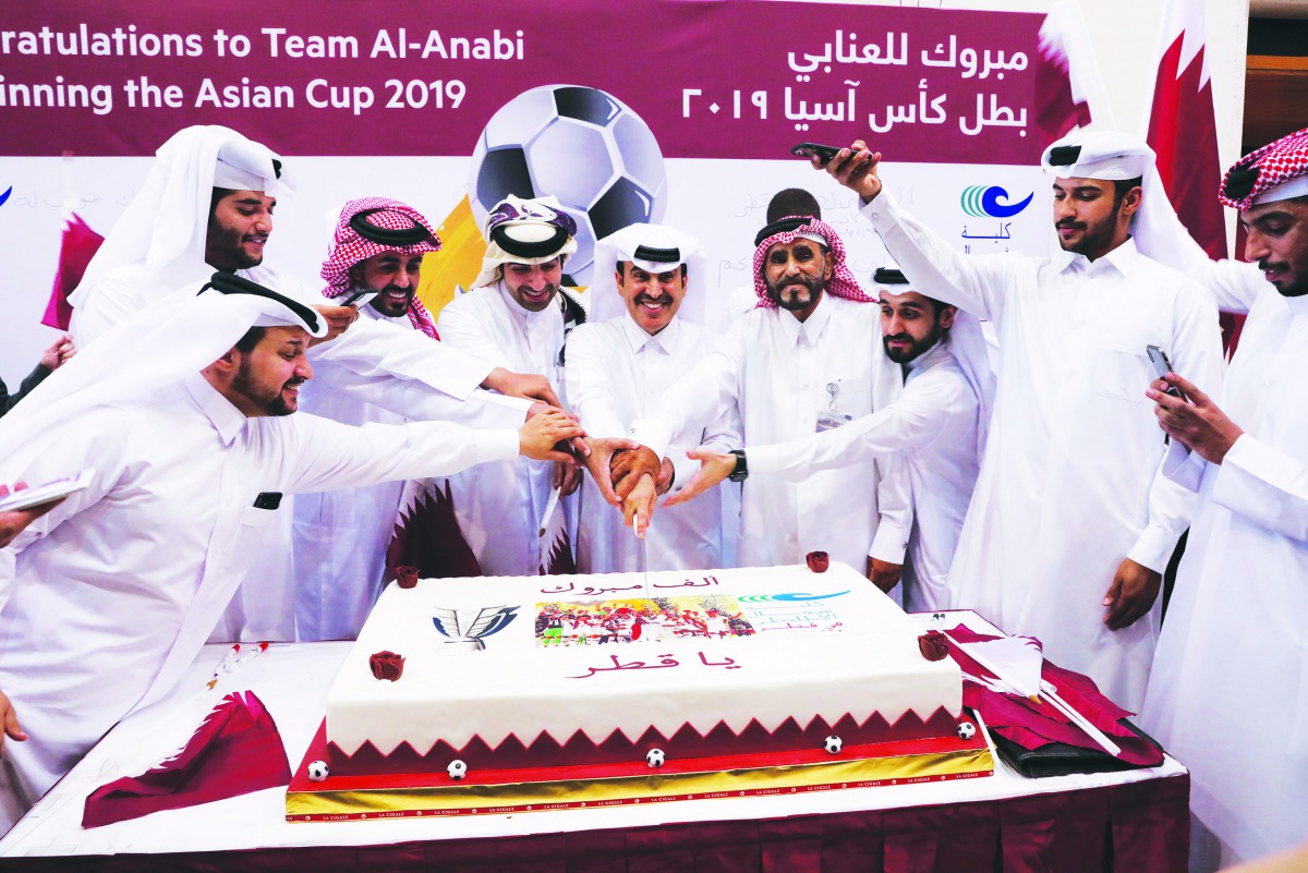 The officials of CNA-Q celebrating Qatar’s victory in the AsianCup.