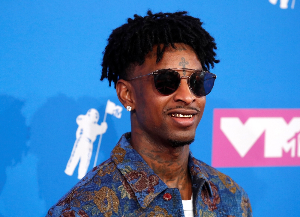 FILE PHOTO: 2018 MTV Video Music Awards - Arrivals - Radio City Music Hall, New York, U.S., August 20, 2018. - 21 Savage. REUTERS/Andrew Kelly/File Photo