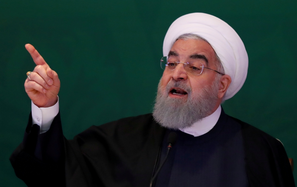 Iranian President Hassan Rouhani speaks during a meeting with Muslim leaders and scholars in Hyderabad, India, February 15, 2018. Reuters/Danish Siddiqui