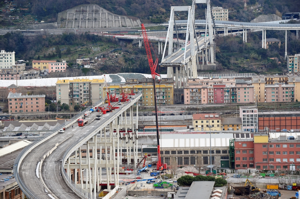 A general view of the collapsed Morandi Bridge in the port city of Genoa, Italy, February 7, 2019. Reuters/Massimo Pinca