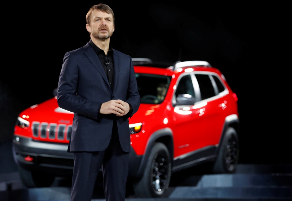 Mike Manley introduces the 2019 Jeep Cherokee at the North American International Auto Show in Detroit, January 16, 2018. Reuters/Jonathan Ernst