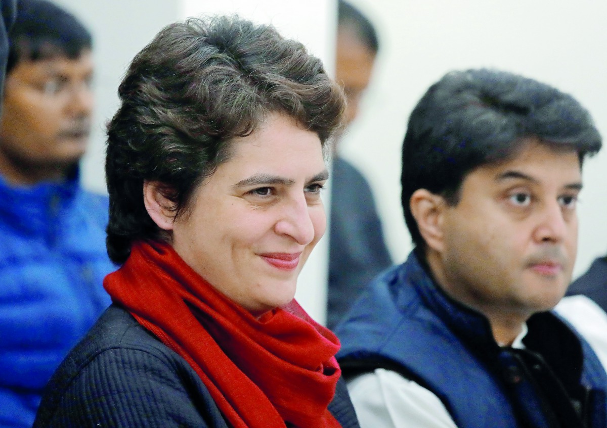 Priyanka Gandhi Vadra, a leader of India's main opposition Congress party, attends a meeting inside the party's headquarters in New Delhi, India February 7, 2019. Reuters/Anushree Fadnavis
