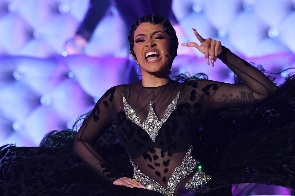 US rapper Cardi B performs onstage during the 61st Annual Grammy Awards on February 10, 2019, in Los Angeles. / AFP / Robyn Beck
