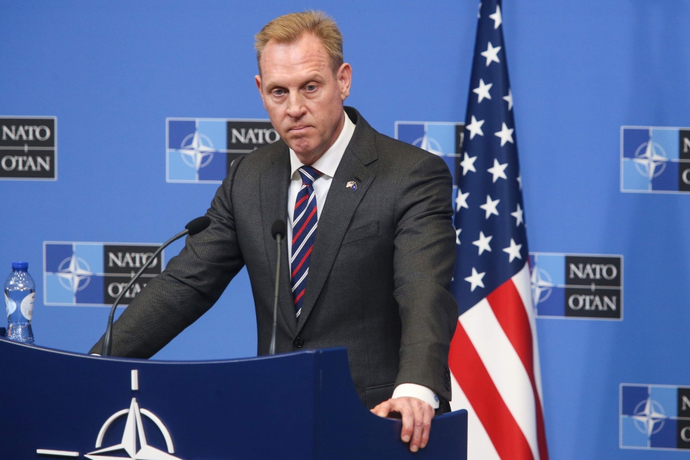US Defence Secretary Patrick Shanahan gives a press conference following the North Atlantic Council of Defence Ministers, at the NATO headquarters in Brussels, on February 14, 2019. (AFP / François WALSCHAERTS)