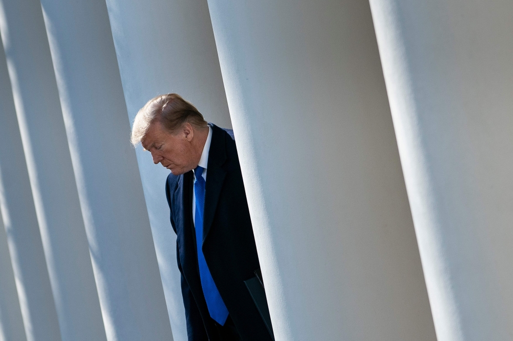 US President Donald Trump arrives to speak about a state of emergency from the Rose Garden of the White House February 15, 2019, in Washington, DC. AFP / Brendan Smialowski