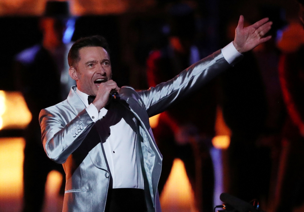 Hugh Jackman performs at the Brit Awards at the O2 Arena in London, Britain, February 20, 2019. REUTERS/Hannah McKay