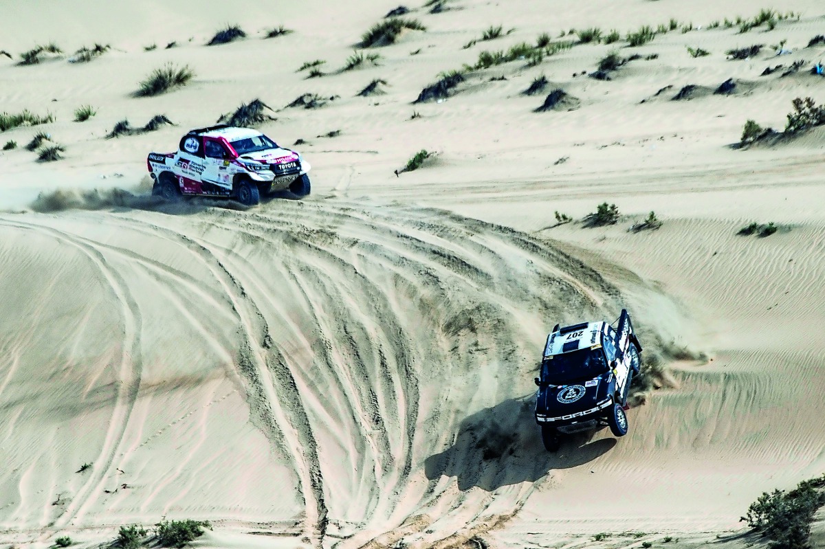Action during the third selective section of the Manateq Qatar Cross-Country Rally yesterday.