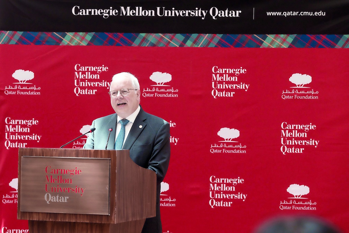 Michael Trick, Dean of CMU-Q, addressing the students.
