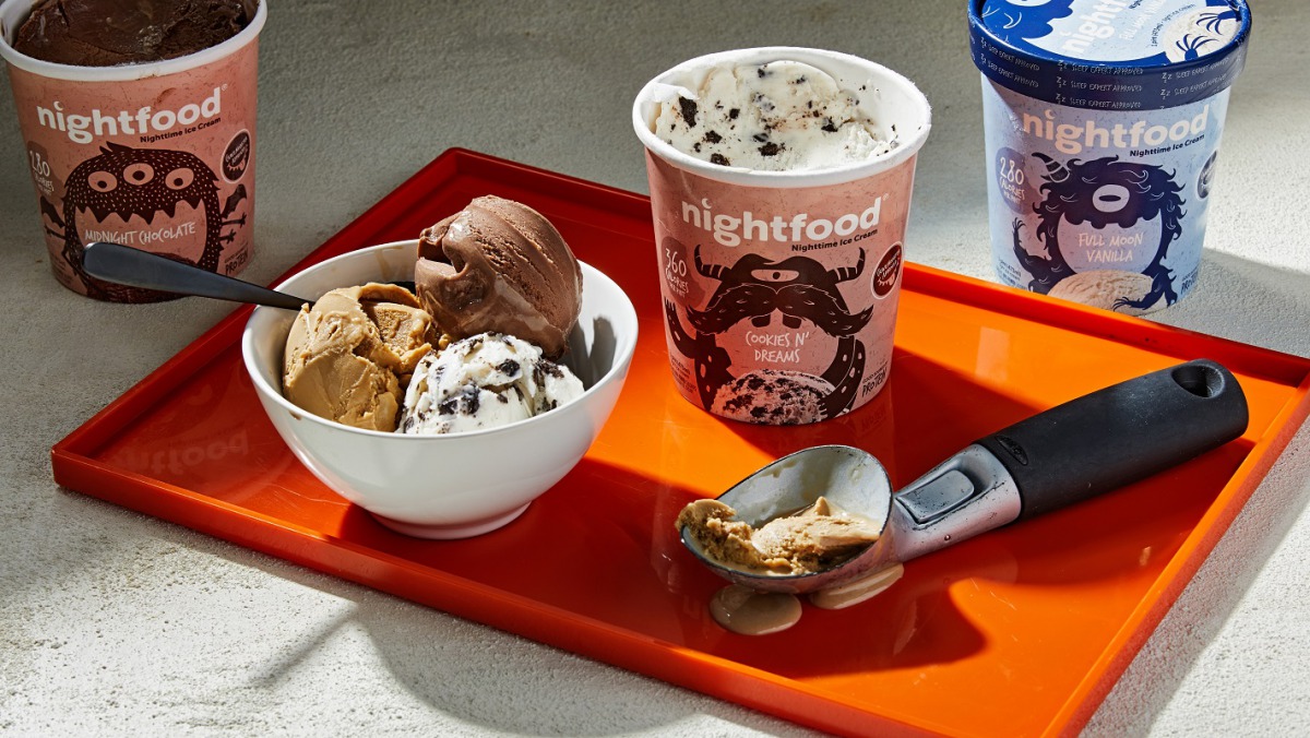 Nightfood's ice creams come in flavors such as decaf cold brew, Bed and Breakfast (waffles and syrup), chocolate cherry and Cookies n' Dreams. MUST CREDIT: Photo by Tom McCorkle for The Washington Post.
