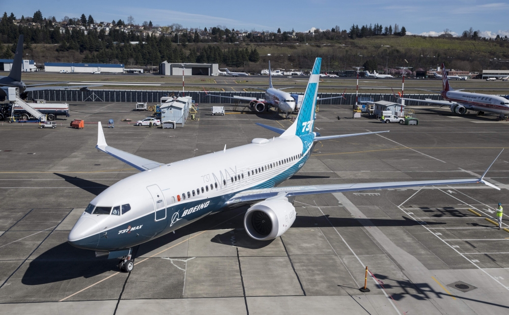 FILE PHOTO: A Boeing 737 MAX 7 taxis at Boeing Field, in Seattle, Washington.  AFP / STEPHEN BRASHEAR
