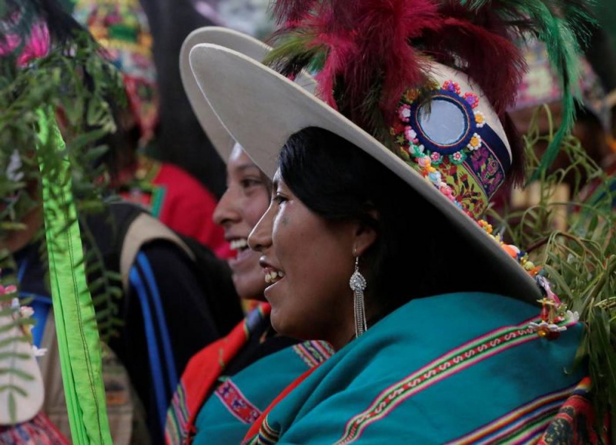 Quechua women attend the opening ceremony of World's Camelids Convention in Oruro, Bolivia, November 21, 2018. Reuters/David Mercado