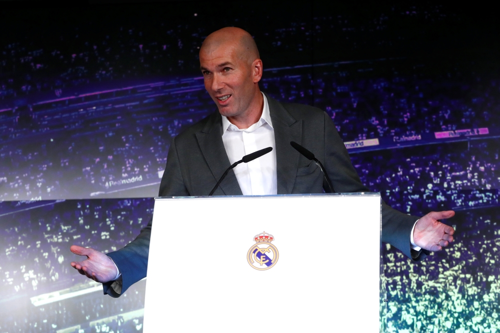 New Real Madrid coach Zinedine Zidane during the press conference REUTERS/Susana Vera