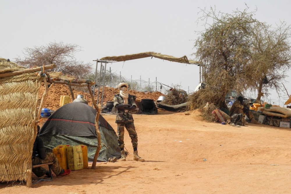 A member of the Malian Army (Fama), is seen at the military base in Anderamboukane, Menaka region, on March 22, 2019. AFP / Agnes Coudurier 