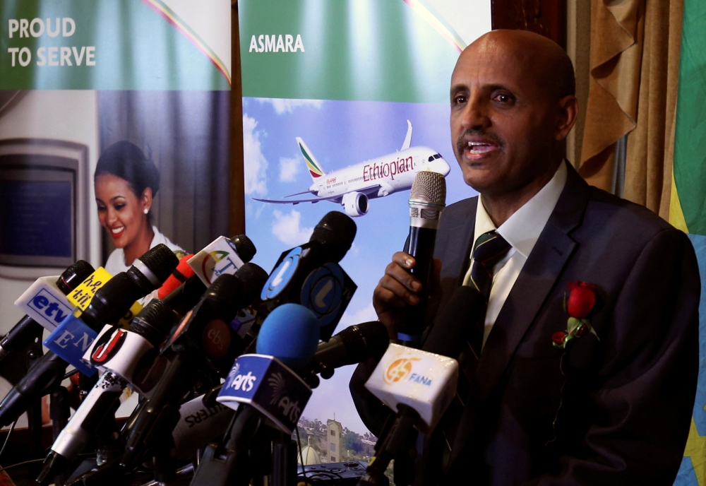 FILE PHOTO: Ethiopian Airlines Chief Executive Officer Tewolde Gebremariam. REUTERS/Tiksa Negeri
