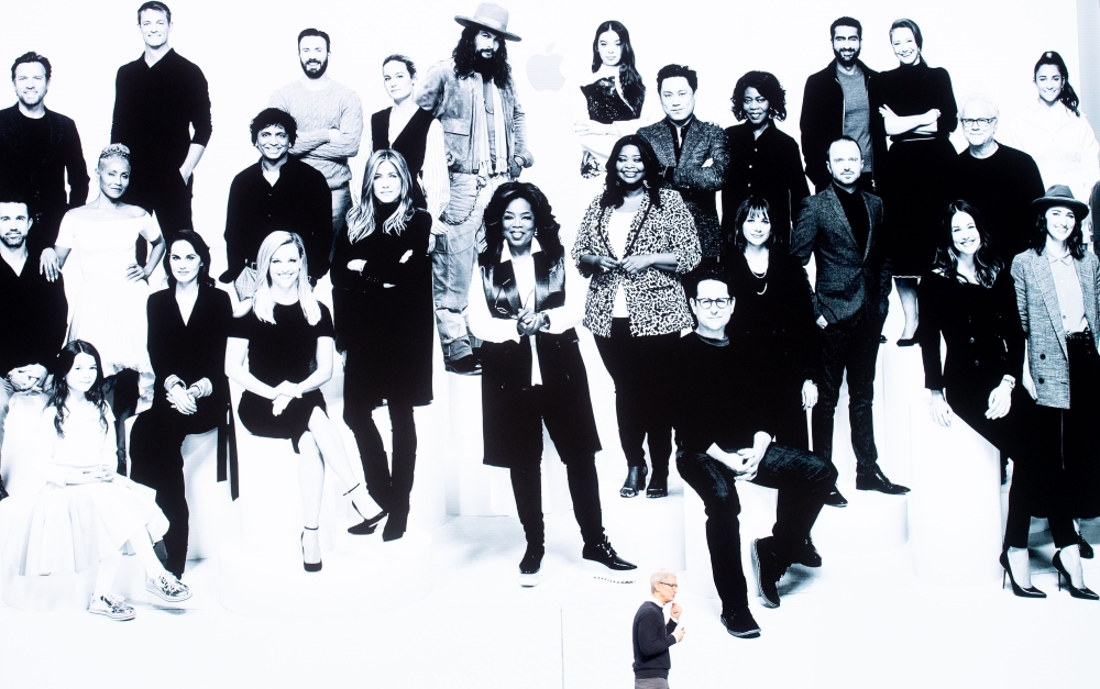Apple CEO Tim Cook speaks during an event launching Apple tv+ at Apple headquarters on March 25, 2019, in Cupertino, California. AFP / NOAH BERGER