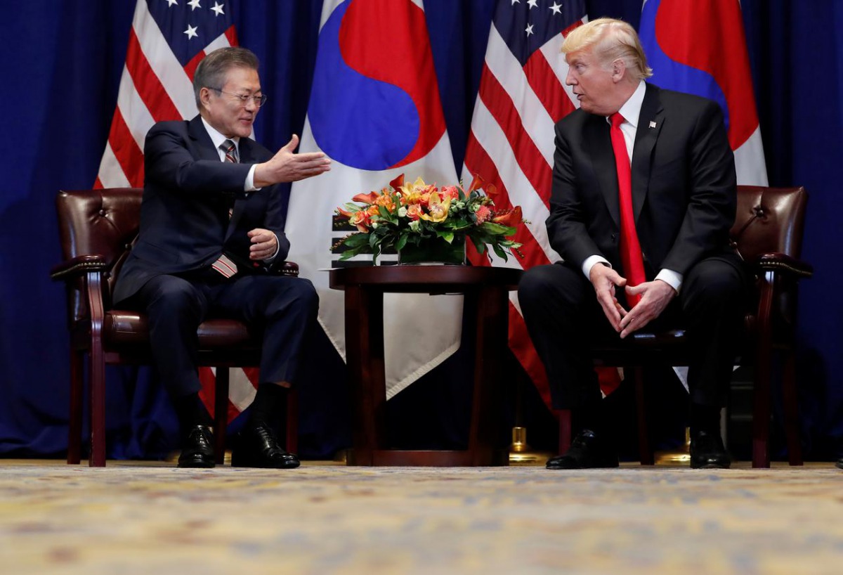 File photo of U.S. President Donald Trump holds a bilateral meeting with South Korean President Moon Jae-in on the sidelines of the 73rd United Nations General Assembly in New York, U.S., September 24, 2018. REUTERS/Carlos Barria
