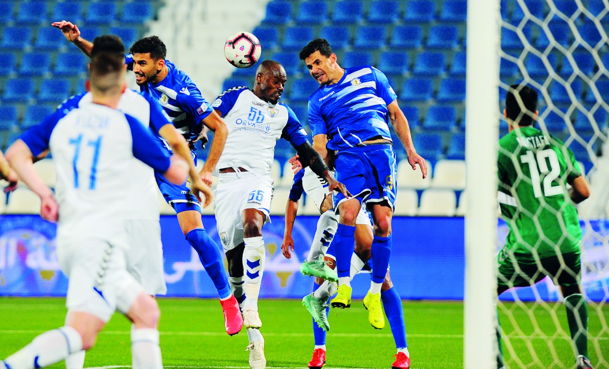 Action from Qatar Stars League match between Al Khor and Al Kharaitiyat at Al Khor Stadium yesterday.