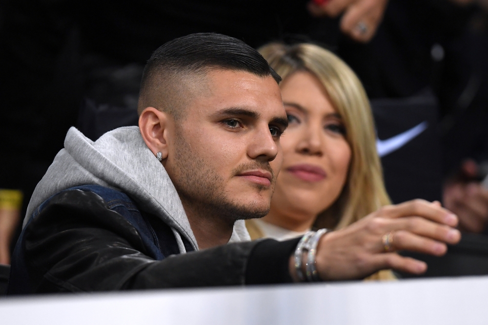 Inter Milan's Mauro Icardi and his wife, Wanda Nara, sat in the stands before the match REUTERS/Daniele Mascolo