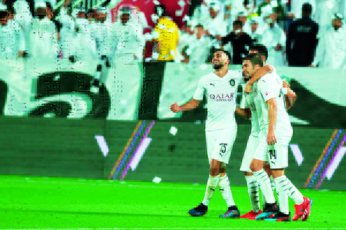 Al Sadd’s players celebrate after winning a match during an earlier round of the QNB Stars League in this file photo. 