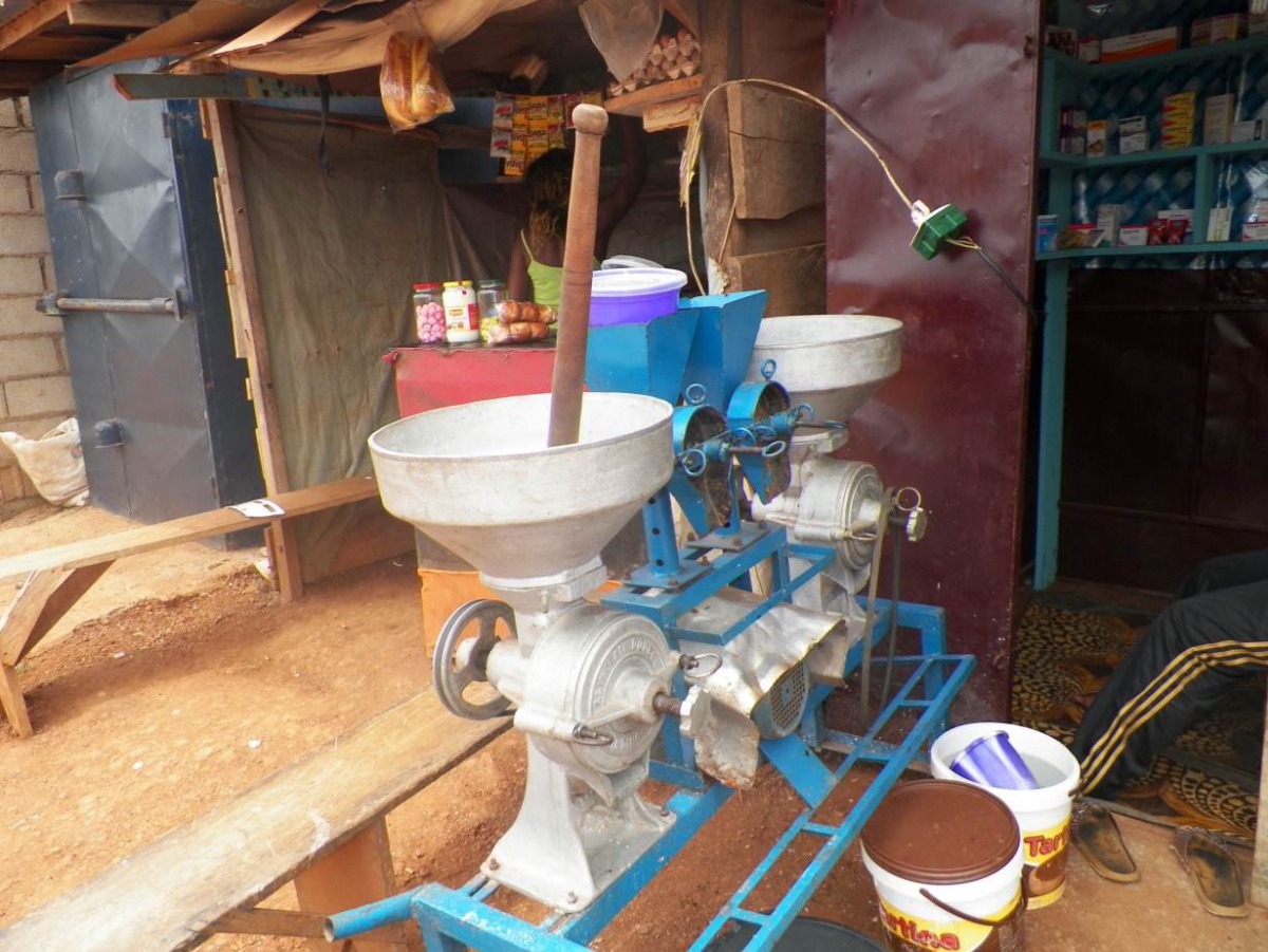 A spice-grinding machine provided to a group of women farmers by the government is pictured in Mbalmayo, Cameroon, January 22, 2019. Thomson Reuters Foundation/Elias Ntungwe Ngalame