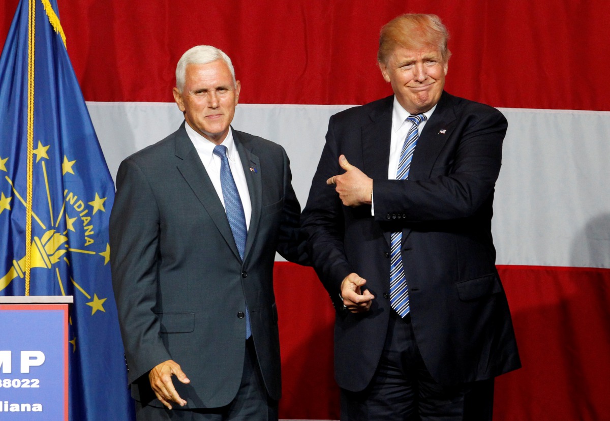 Donald Trump and Mike Pence in Westfield, Indiana, July 12, 2016. (Reuters) 