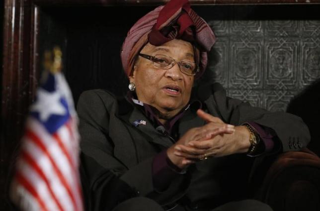 Ellen Johnson Sirleaf speaks during an interview with Reuters in Brussels, November 25, 2013. 
