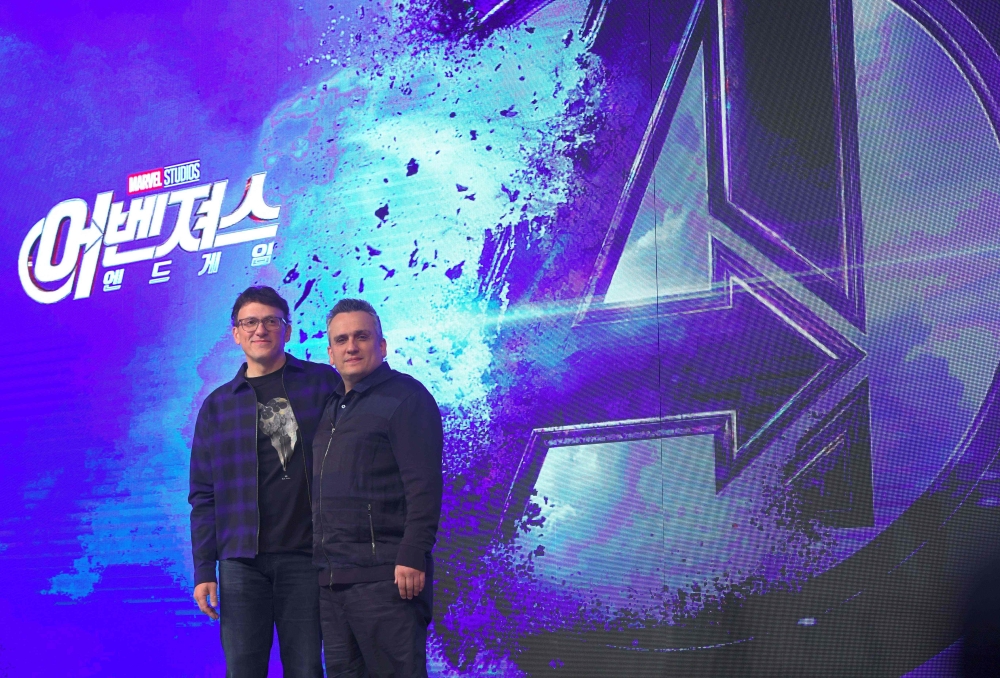 Directors Anthony Russo (L) and Joe Russo (R) pose during Marvel Studios' 