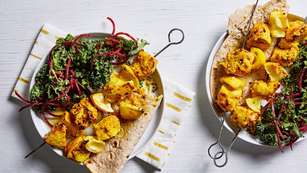 Spiced Chicken Skewers. Photo by Stacy Zarin Goldberg for The Washington Post; food styling by Lisa Cherkasky for The Washington Post.
