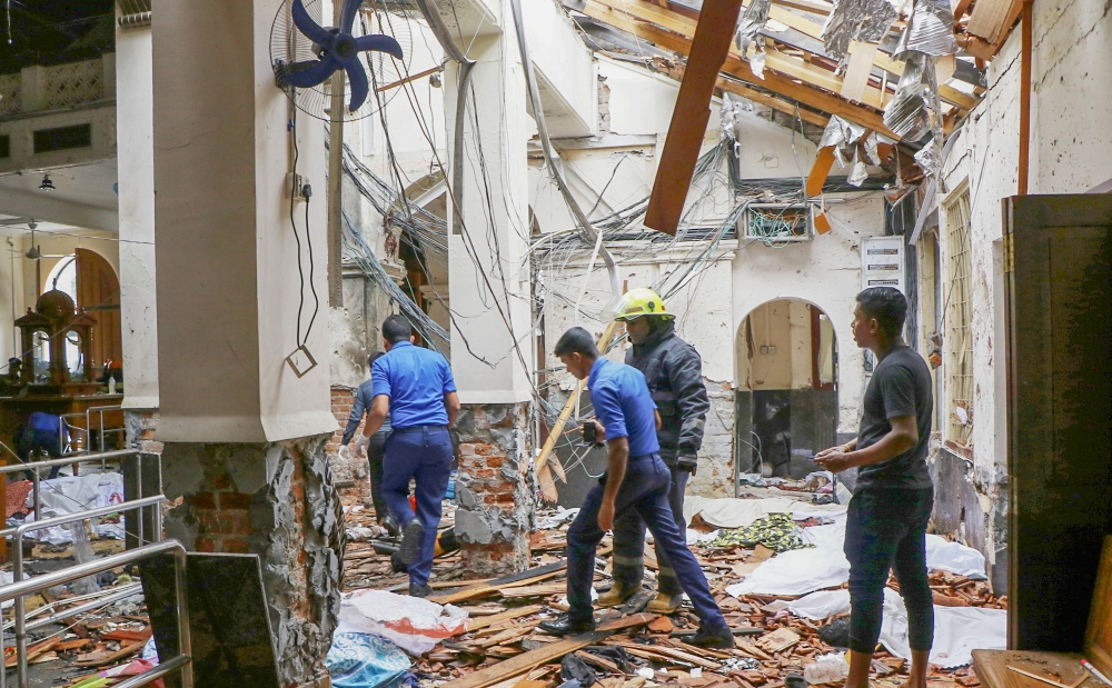 An inside view of the St. Anthony's Shrine after an explosion hit St Anthony's Church in Kochchikade in Colombo, Sri Lanka on April 21, 2019. Chamila Karunarathne - Anadolu Agency