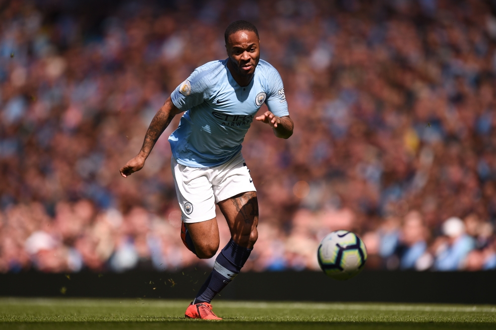 Manchester City's English midfielder Raheem Sterling chases the ball during the English Premier League football match between Manchester City and Tottenham Hotspur at the Etihad Stadium in Manchester, north west England, on April 20, 2019. AFP / Oli SCARF