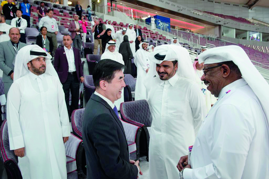 Qatar Olympic Committee (QOC) President, H E Sheikh Joaan bin Hamad Al Thani, Asian Athletics Association President, Gen. Dahlan Al Hamad and Dr. Thani bin Abdulrahman Al Kuwari, President of Qatar Athletics Association and second Vice-President of QOC at