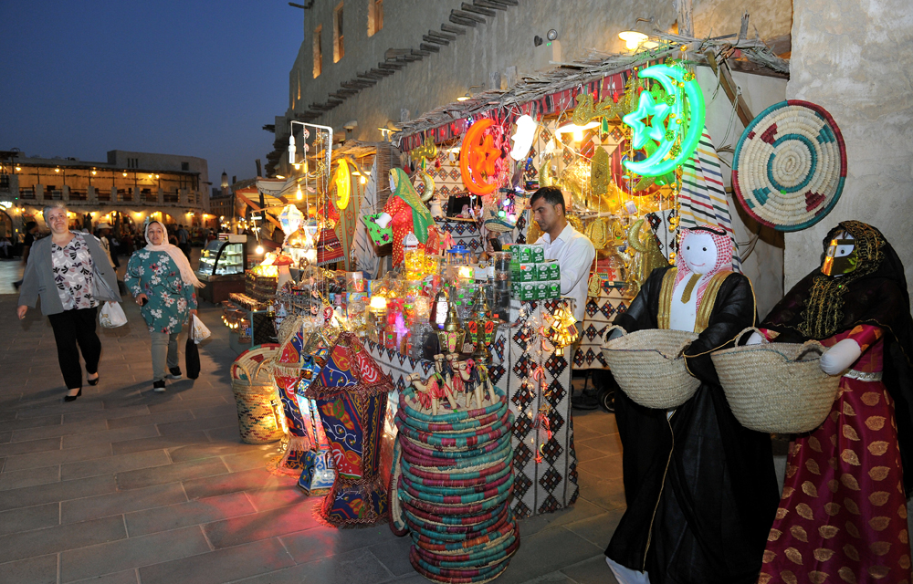 Decorative items for Ramadan displayed in a shop at the Souq Waqif. April 24, 2019. Salim Matramkot © The Peninsula