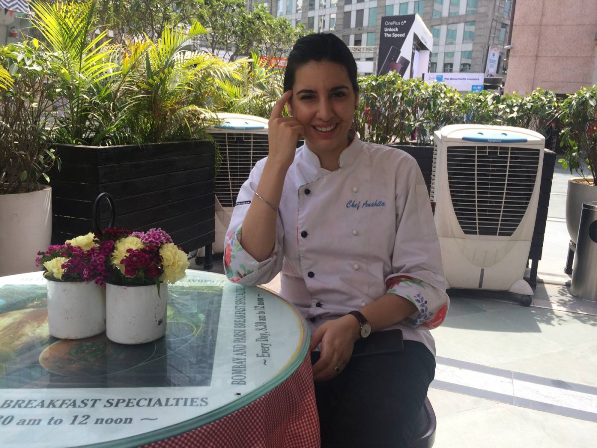 Chef Anahita Dhondy poses for a picture outside her cafe in Gurgaon, India, March 27, 2019. Thomson Reuters Foundation/Anuradha Nagaraj