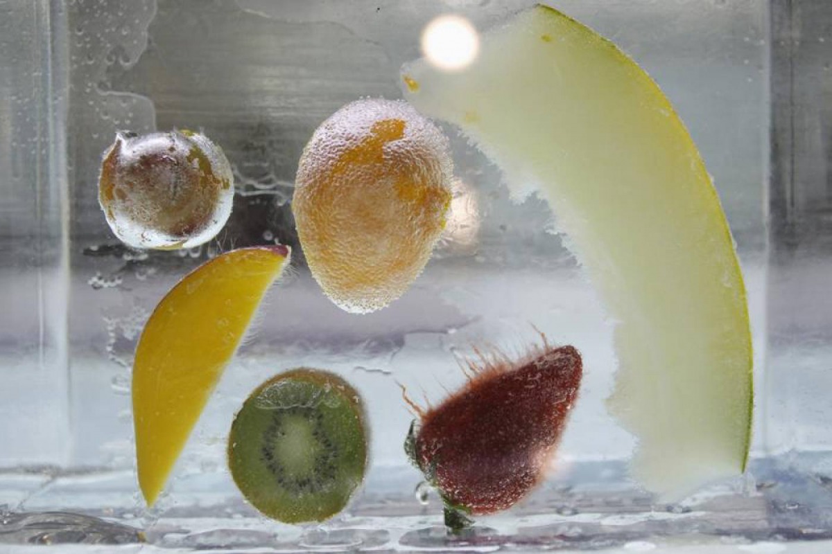 Iced fruits are displayed at the Alimentaria trade show in Barcelona April 2, 2014. Reuters/Albert Gea