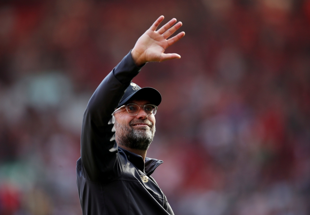 Liverpool manager Juergen Klopp waves to the fans after the match Action Images via Reuters/Carl Recine 