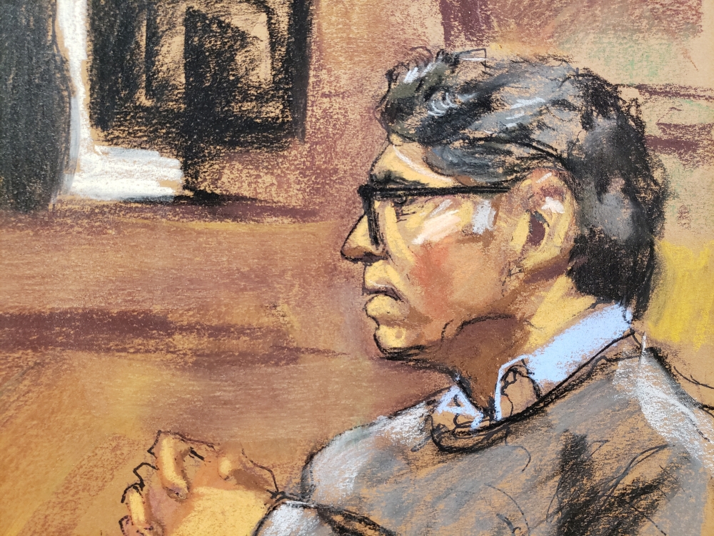 Former self-help guru Keith Raniere is seen in this courtroom sketch, at the Brooklyn Federal Courthouse in New York, May 7, 2019. Reuters/Jane Rosenberg
