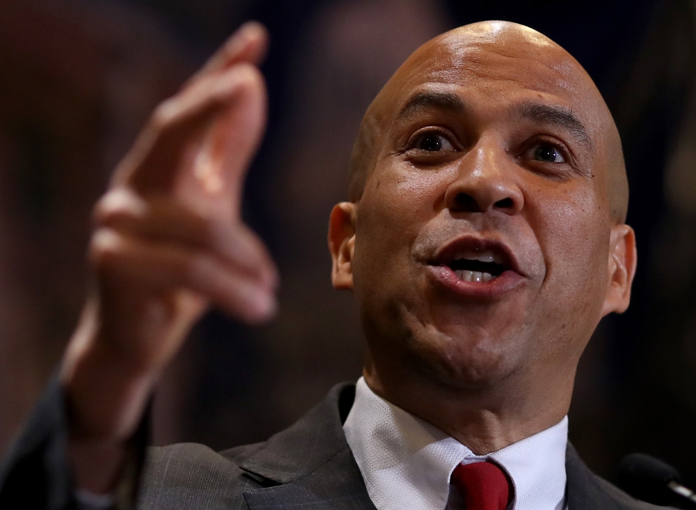 Democratic presidential candidate Sen. Cory Booker (D-NJ) speaks at the International Association of Machinists and Aerospace Workers annual legislative conference May 7, 2019 in Washington, DC.  Win McNamee/Getty Images/AFP 
