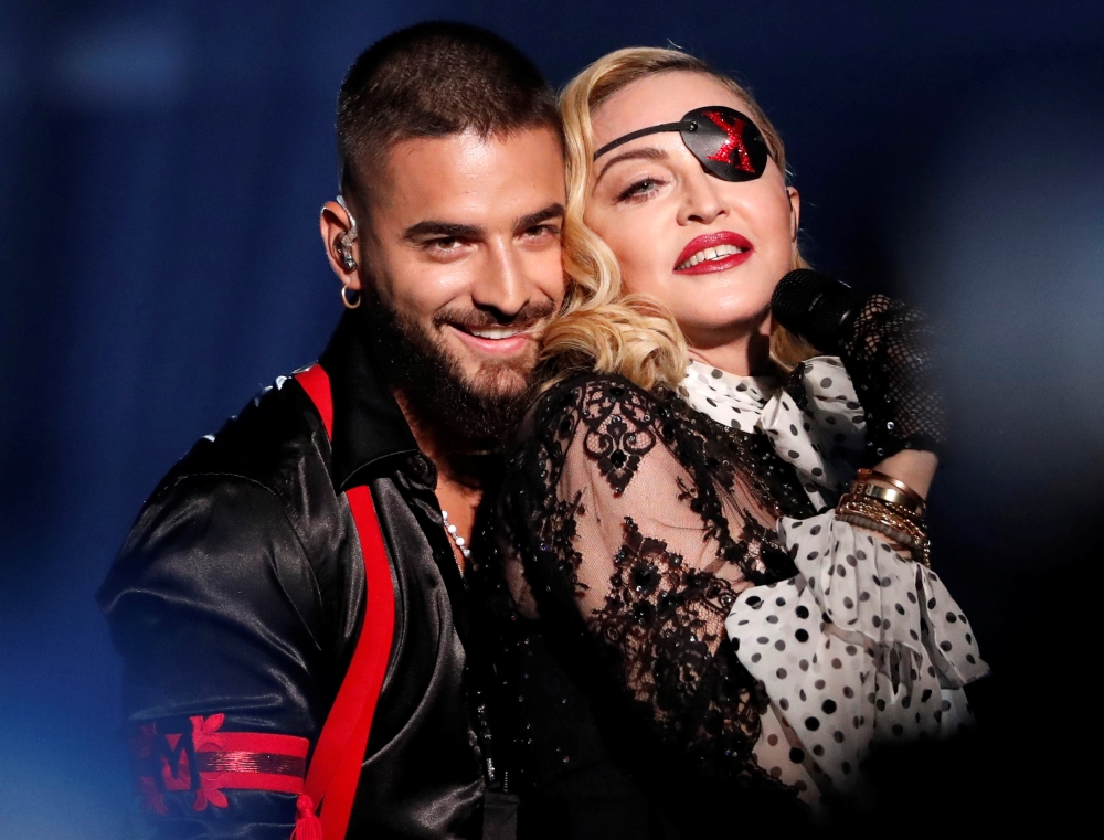 Madonna performs with Maluma, May 1, 2019. REUTERS/Mario Anzuoni/File Photo