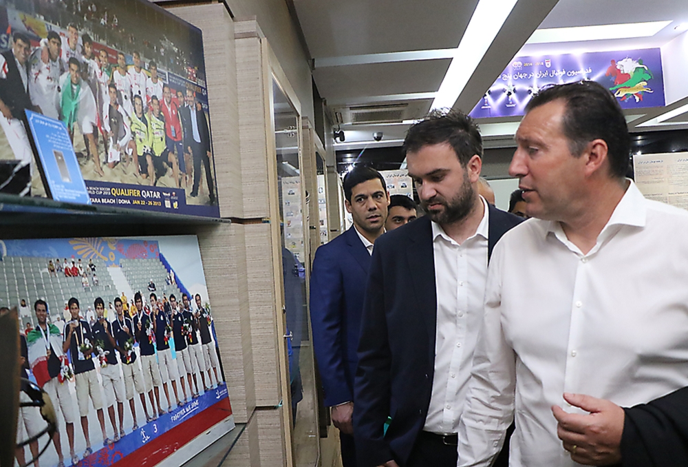 The new coach of Iran's national football team, Marc Wilmots, (R), during visit at the national team's camp in Tehran.  AFP / Iranian Football Federation
