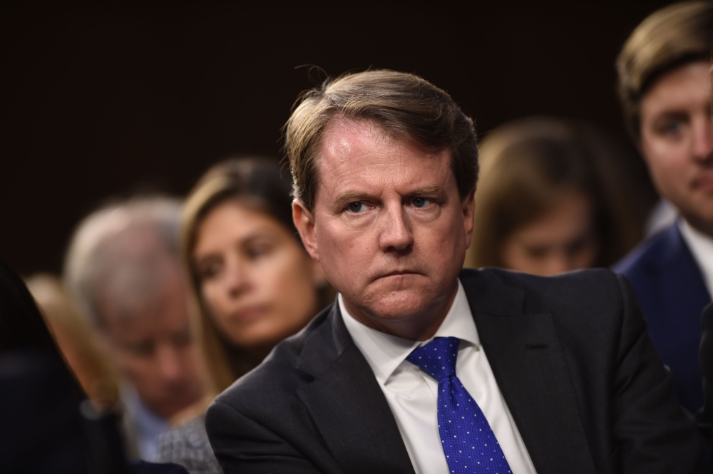 White House Counsel Don McGahn listens during a hearing of the Senate Judiciary Committee on the nomination of Brett Kavanaugh to the US Supreme Court on September 04, 2018. AFP / Brendan Smialowski
 