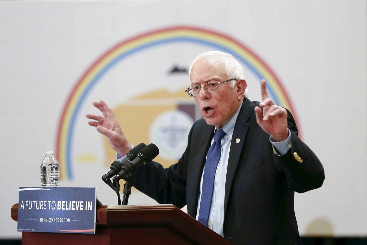 Bernie Sanders holds a town hall event at the Navajo Nation casino in Flagstaff, Arizona, March 17, 2016. Reuters/Nancy Wiechec