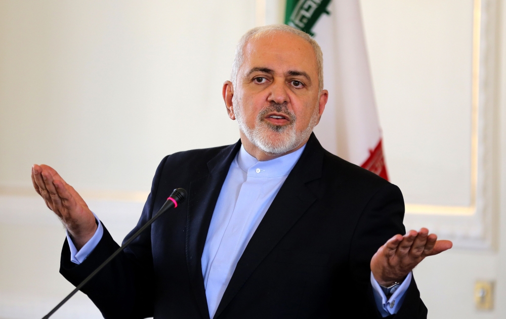 (FILES) In this file photo taken on February 13, 2019, Iran's Foreign Minister Mohammad Javad Zarif gestures during a press conference in Tehran. AFP / ATTA KENARE