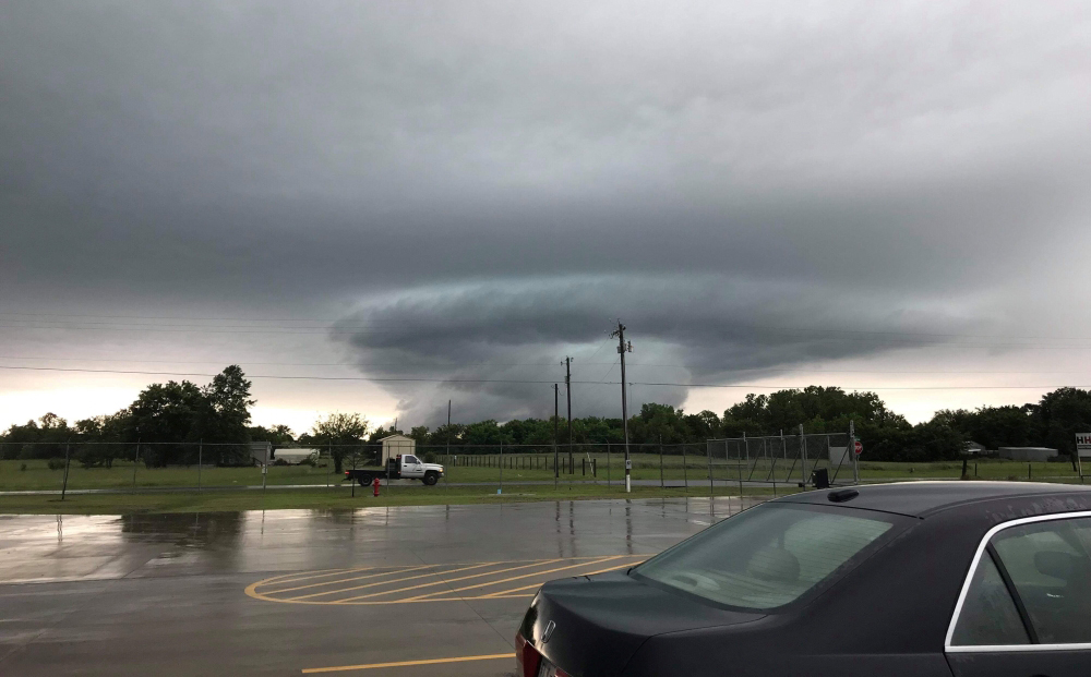 A storm cloud formation is seen in Collinsville, Oklahoma, U.S., May 20, 2019 in this picture obtained from social media on May 21, 2019. 