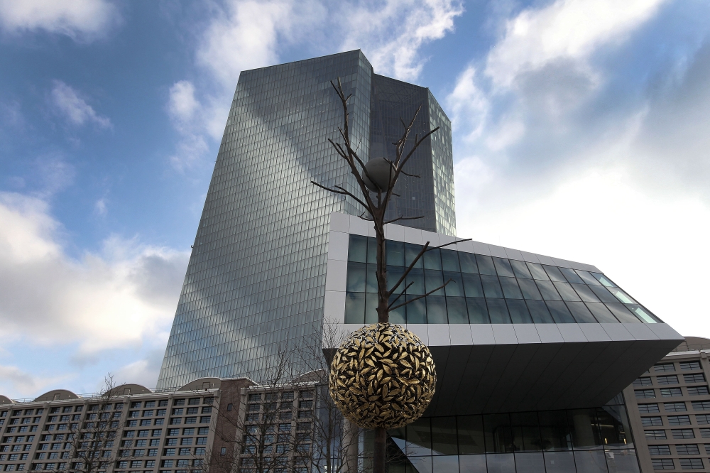 This file photo taken on December 13, 2018 shows the headquarters of the European Central Bank (ECB) in Frankfurt am Main, western Germany. - / AFP / Daniel ROLAND 