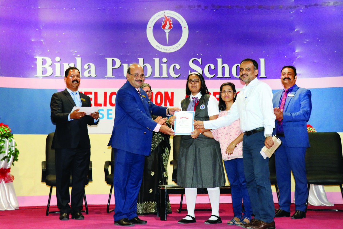 A P Sharma, Principal, Birla Public School, felicitated Grade X students of 2018-2019 batch, who appeared for the CBSE examination.