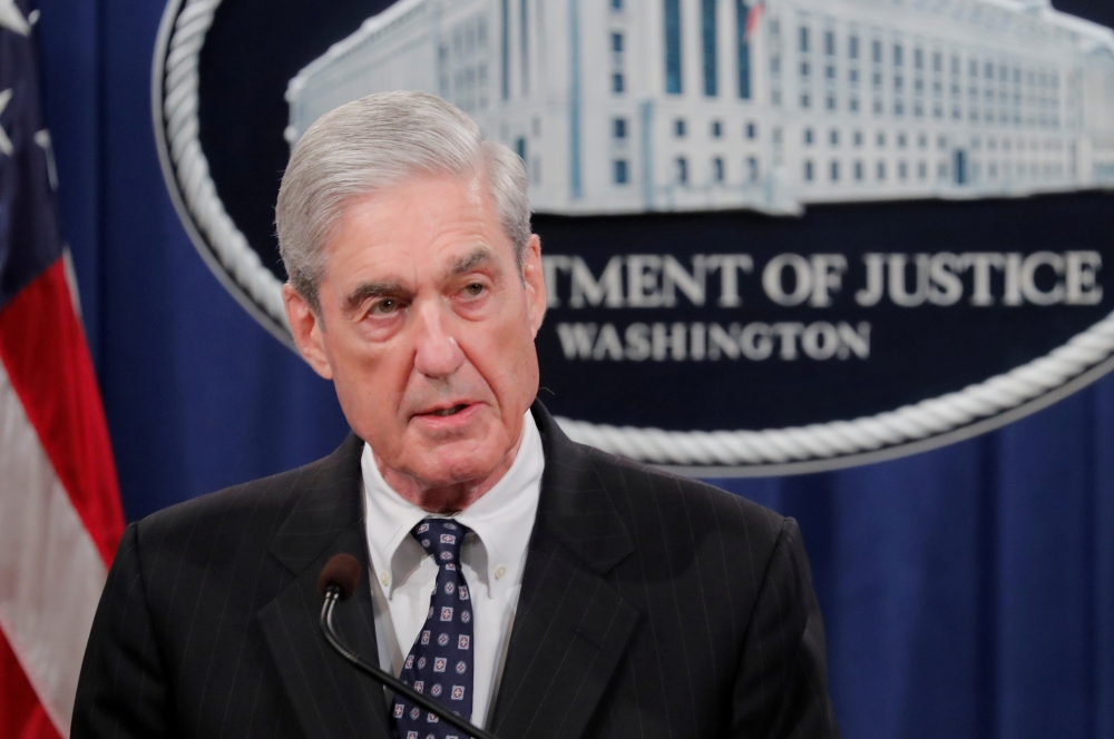 FILE PHOTO: U.S. Special Counsel Robert Mueller makes a statement on his investigation into Russian interference in the 2016 U.S. presidential election at the Justice Department in Washington, U.S., May 29, 2019. REUTERS/Jim Bourg